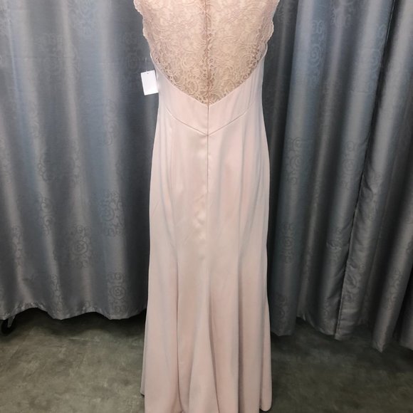 NEW Blush Pink Mother of the Bride/Groom Formal Long Dress Bridesmaid, Lace Back - Picture 12 of 13